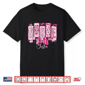 Valentine Nurse Coquette Bow Stethoscope Girl Women Shirt