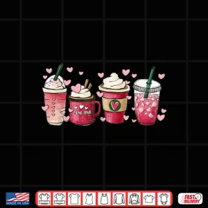 Design Valentine Coffee Heart Iced Coffee Lover Valentine Day Shirt