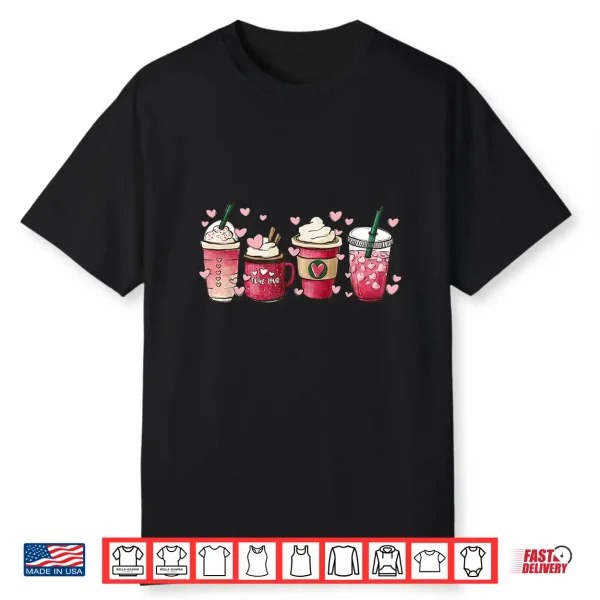 Valentine Coffee Heart Iced Coffee Lover Valentine Day Shirt