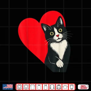 Design Tuxedo Cat Valentine Heart For Kitten And Animal Lovers Shirt