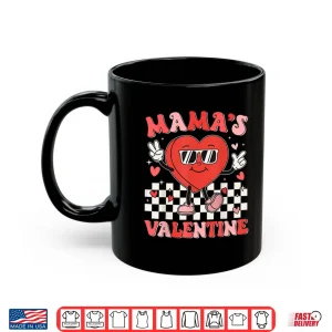Mug Retro Groovy Mama Is My Valentine Cute Heart Boys Girls Kids Shirt