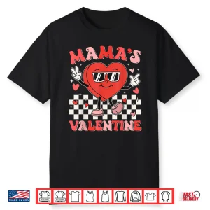 Retro Groovy Mama Is My Valentine Cute Heart Boys Girls Kids Shirt
