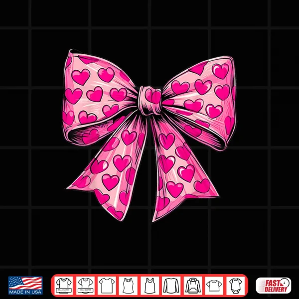 Design Pink Boquette Bow Valentine Kid Girl Women Shirt