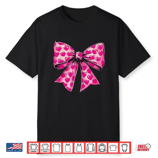 Pink Boquette Bow Valentine Kid Girl Women Shirt