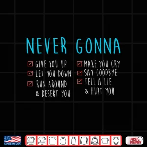 Design Never Gonna Valentine 80S Music Retro Lyrics Gift Idea Shirt