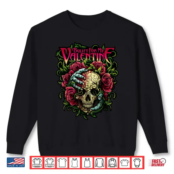 Sweatshirt Funny Bullet My Valentine Skull Roses And Red Blood Horror Shirt