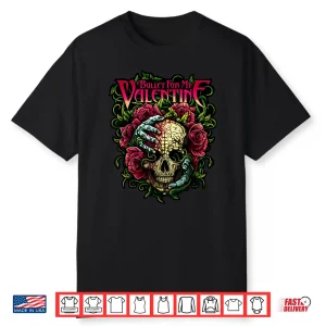 Funny Bullet My Valentine Skull Roses And Red Blood Horror Shirt