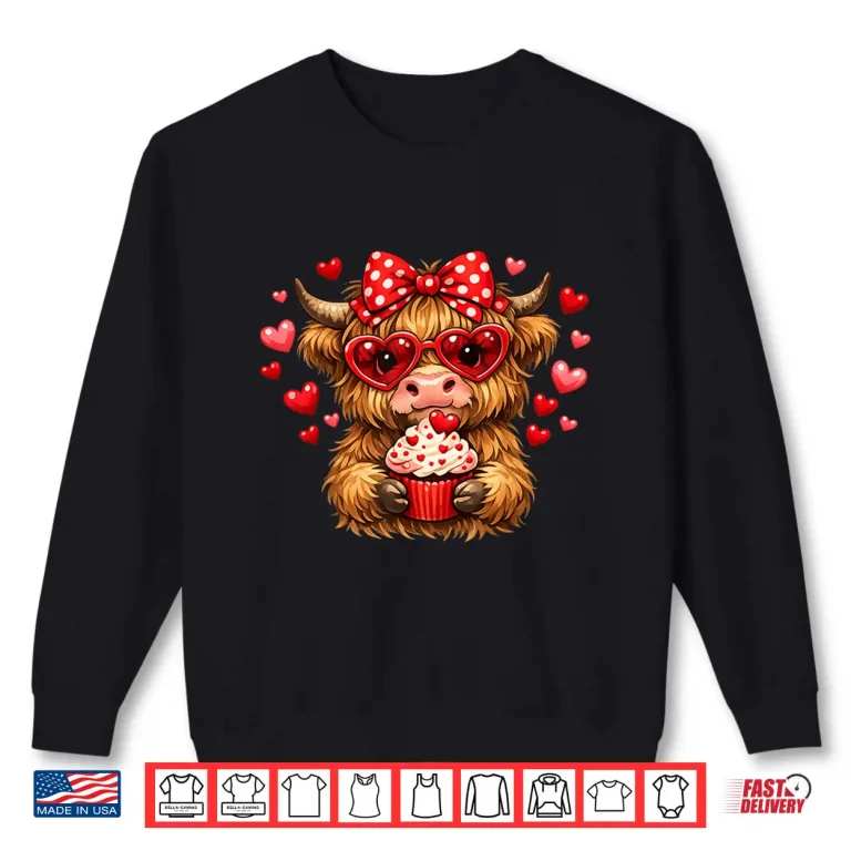 Sweatshirt Cute Baby Highland Cow Valentine Shirt