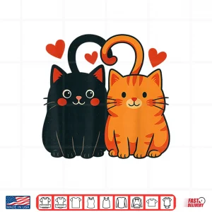 Design Black And Orange Cat Valentine Ginger Cat ValentineS Day Shirt