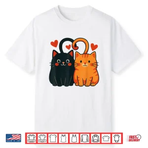 Black And Orange Cat Valentine Ginger Cat Valentine’S Day Shirt