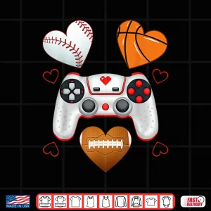 Design Valentines Day Boys Men Hearts Gaming Basketball Baseball Shirt