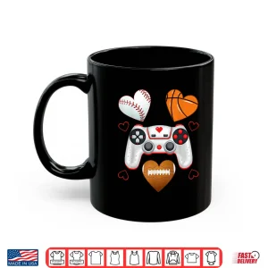 Mug Valentines Day Boys Men Hearts Gaming Basketball Baseball Shirt