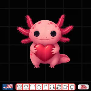 Design Valentine Cute Pink Axolotl Lovers Heart Girl Women Kid Shirt