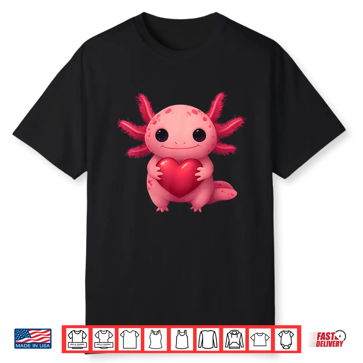 Valentine Cute Pink Axolotl Lovers Heart Girl Women Kid Shirt Valentine Cute Pink Axolotl Lovers Heart Girl Women Kid Shirt