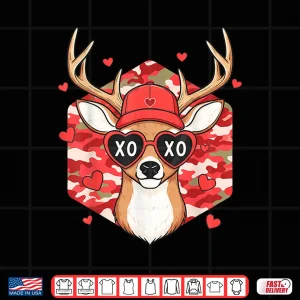 Design Retro Hunting Deer Camo Valentines Day For Men Women Kids Shirt