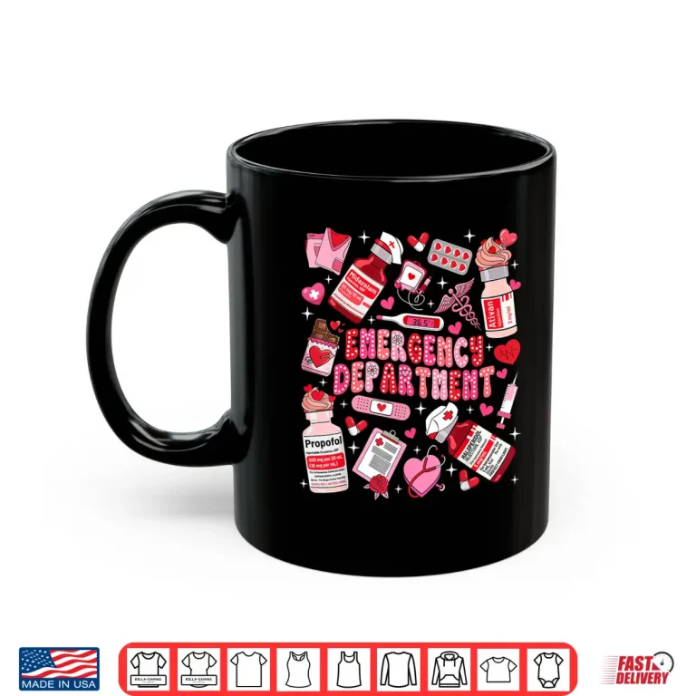 Mug Retro Emergency Department Ed Er Nurse Valentines Day Women Shirt