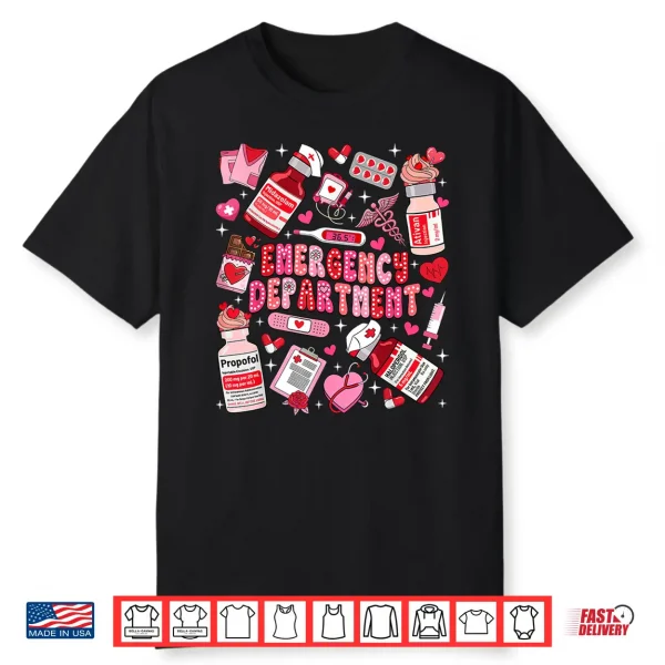 Retro Emergency Department Ed Er Nurse Valentines Day Women Shirt