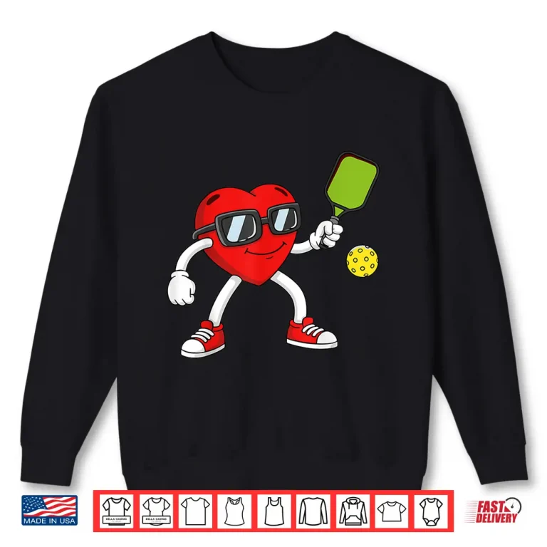 Sweatshirt Pickleball Heart Valentine Day Cute Love Shirt