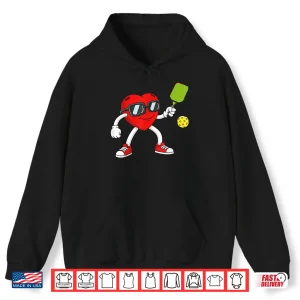 Hoodie Pickleball Heart Valentine Day Cute Love Shirt