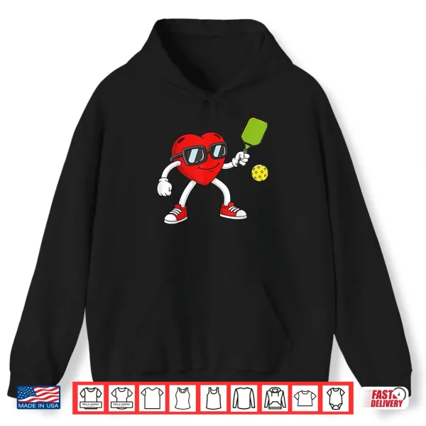 Hoodie Pickleball Heart Valentine Day Cute Love Shirt