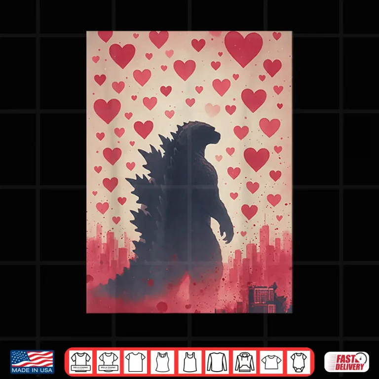 Design Japanese Valentine Kaiju Monster Art Men Boys Kids Shirt