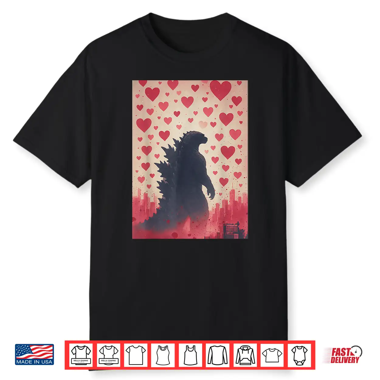 Japanese Valentine Kaiju Monster Art Men Boys Kids Shirt Japanese Valentine Kaiju Monster Art Men Boys Kids Shirt