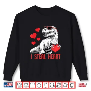 Sweatshirt I Steal Heart T Rex Dinosaur Valentine Kids Boys Shirt