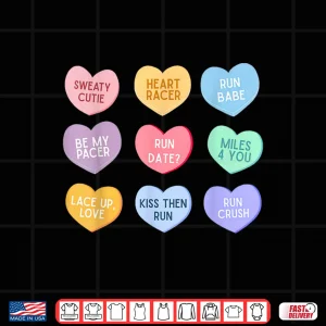 Design Heart Candy Running Runner Valentine Day Marathon Game Day Shirt