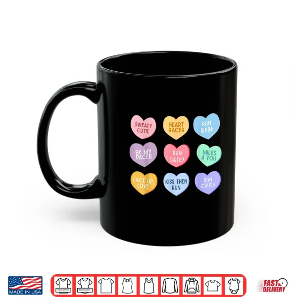 Mug Heart Candy Running Runner Valentine Day Marathon Game Day Shirt