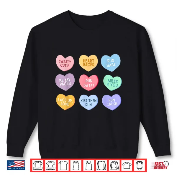 Sweatshirt Heart Candy Running Runner Valentine Day Marathon Game Day Shirt