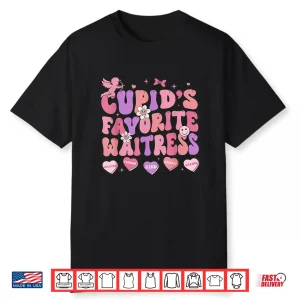 Groovy Cupid’S Favorite Waitress Valentine Brunch Restaurant Shirt