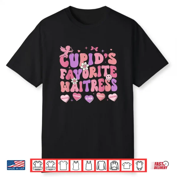 Groovy Cupid’S Favorite Waitress Valentine Brunch Restaurant Shirt