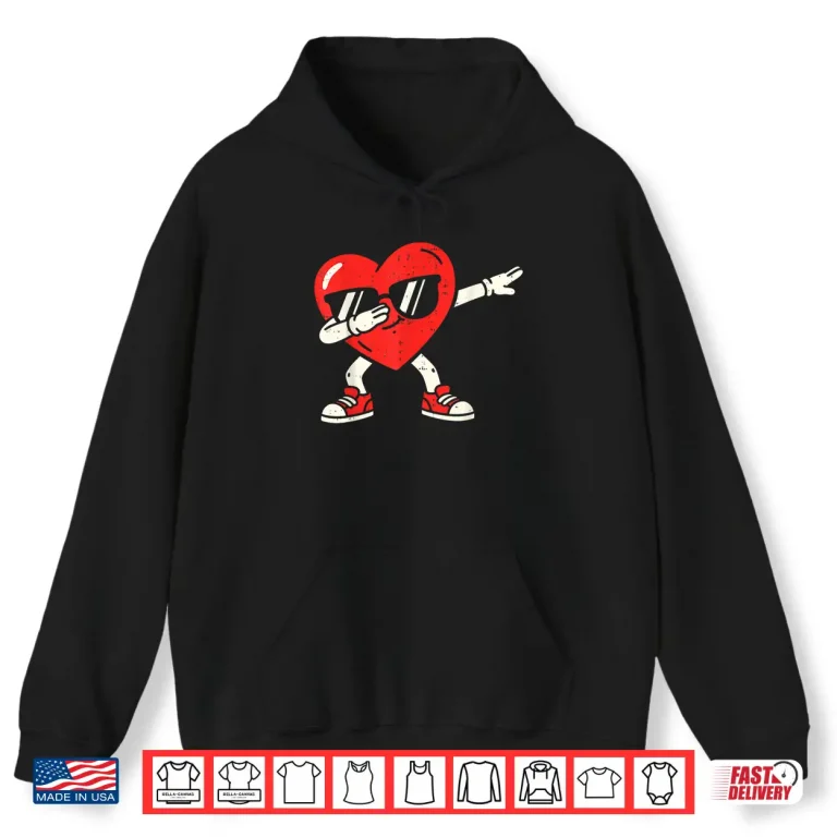 Hoodie Dabbing Heart Dab Valentines Day For Teens Boys Girls Kids Shirt