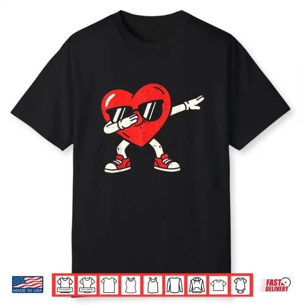 Dabbing Heart Dab Valentines Day For Teens Boys Girls Kids Shirt