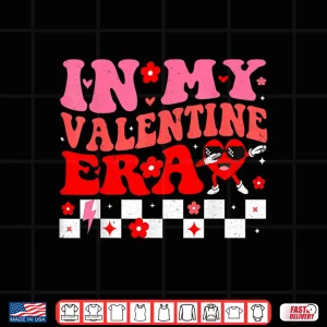 Design In My Valentine Era Retro Valentines Day Women Heart Shirt