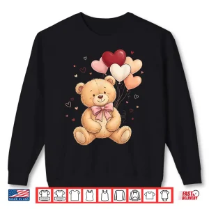 Sweatshirt Cute Teddy Bear Women Valentines Day Shirt Girl Heart Shirt