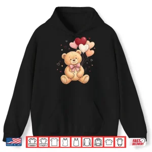 Hoodie Cute Teddy Bear Women Valentines Day Shirt Girl Heart Shirt
