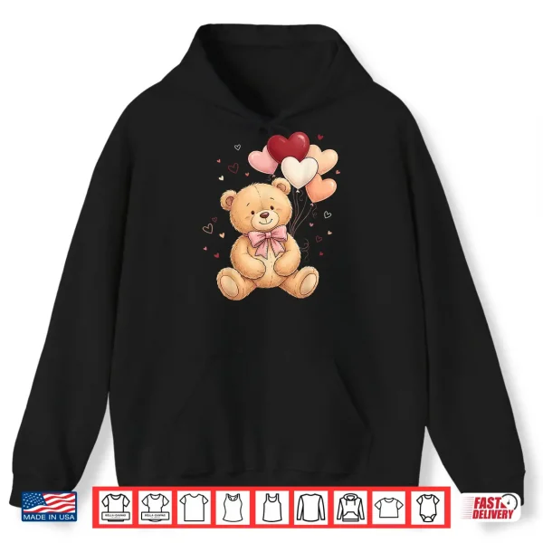 Hoodie Cute Teddy Bear Women Valentines Day Shirt Girl Heart Shirt