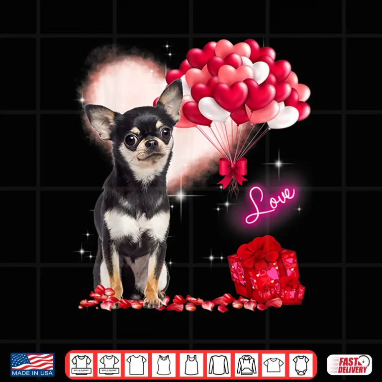 Design Cute Chihuahua Balloon Heart ValentineS Day Valentine Shirt