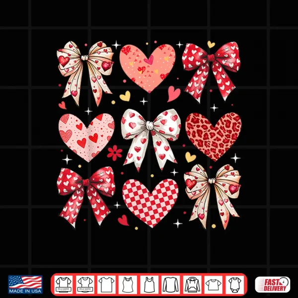 Coquette Bow Leopard Hearts Valentine Women Girl Girly Shirt 4 Design Coquette Bow Leopard Hearts Valentine Women Girl Girly Shirt