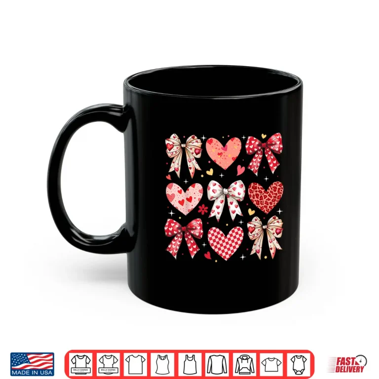 Mug Coquette Bow Leopard Hearts Valentine Women Girl Girly Shirt