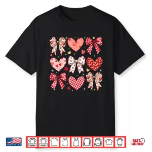 Coquette Bow Leopard Hearts Valentine Women Girl Girly Shirt