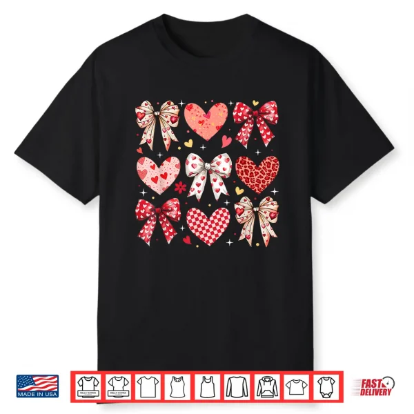 Coquette Bow Leopard Hearts Valentine Women Girl Girly Shirt