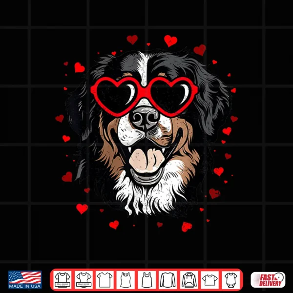 Design Bernese Mountain Valentine Heart Cute Dog Lovers Shirt