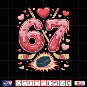 Design 67 Valentine Hockey Heart Design Cute Ice Hockey Lovers Shirt