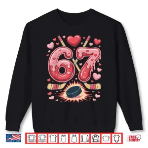 Sweatshirt 67 Valentine Hockey Heart Design Cute Ice Hockey Lovers Shirt