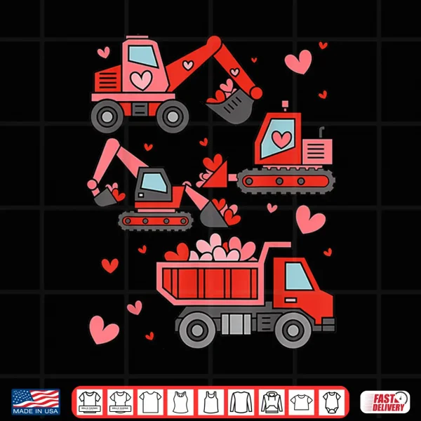 Funny Construction Truck Valentine Kid Boy Toddler Valentine Shirt 4 Design Funny Construction Truck Valentine Kid Boy Toddler Valentine Shirt