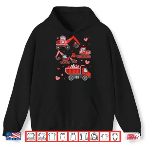 Hoodie Funny Construction Truck Valentine Kid Boy Toddler Valentine Shirt