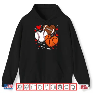 Hoodie Cute Heart Baseball Basketball Football Valentine Boy Men Shirt