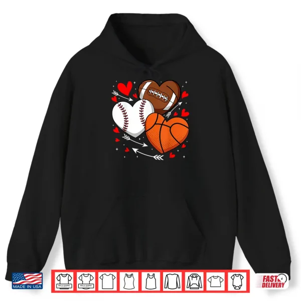 Hoodie Cute Heart Baseball Basketball Football Valentine Boy Men Shirt